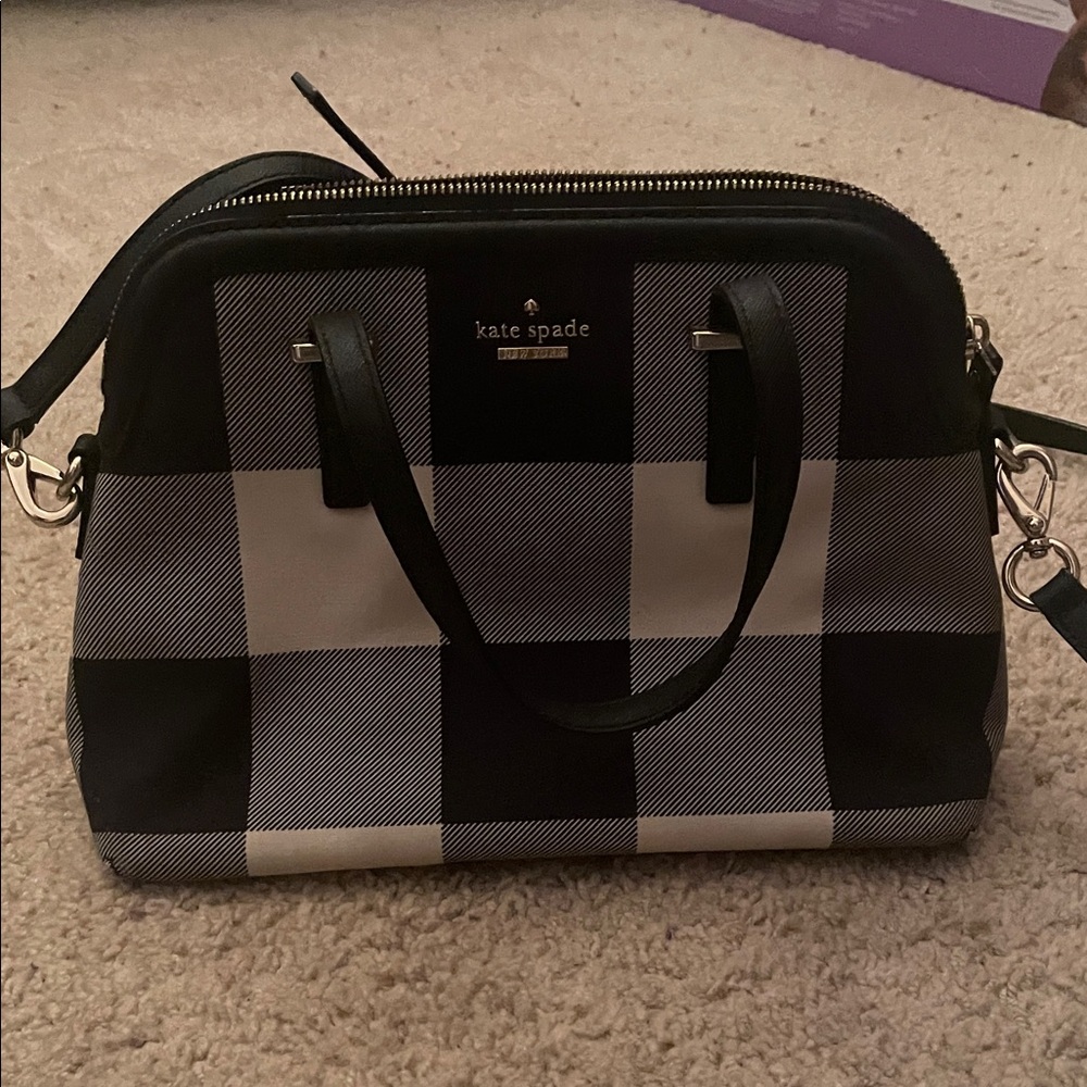 Kate Spade Plaid Black and White Satchel